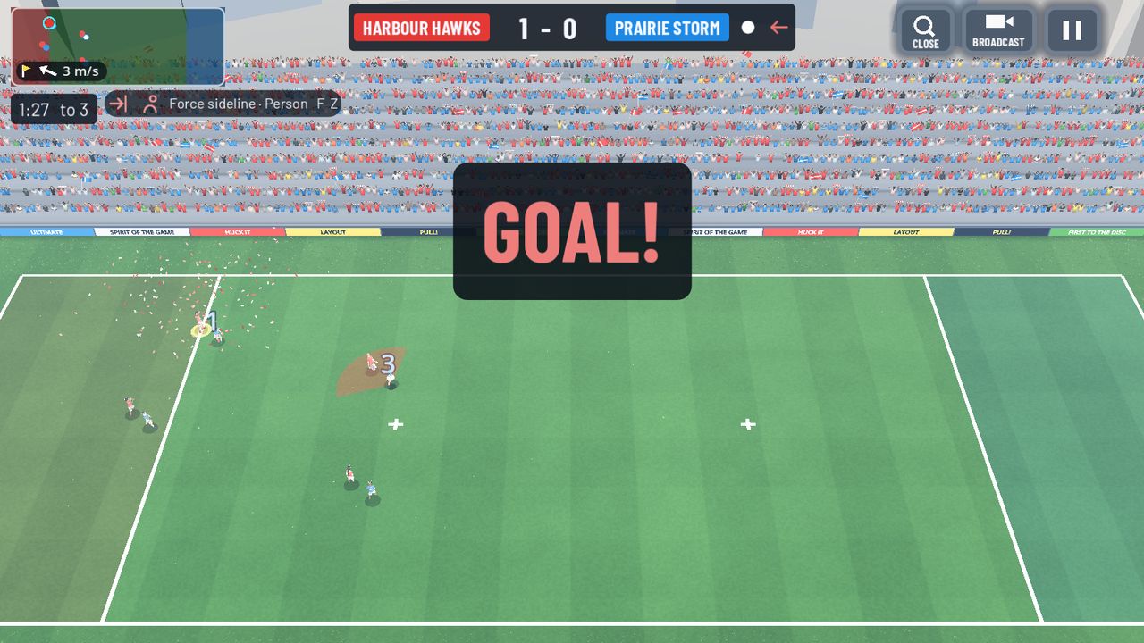 A goal in front of the crowd